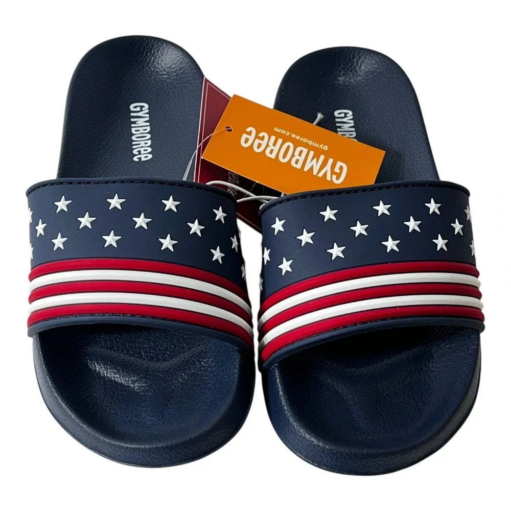 Gymboree Kids American Cutie Patriotic Stars‎ Stripes Slide Sandals Navy Size 12